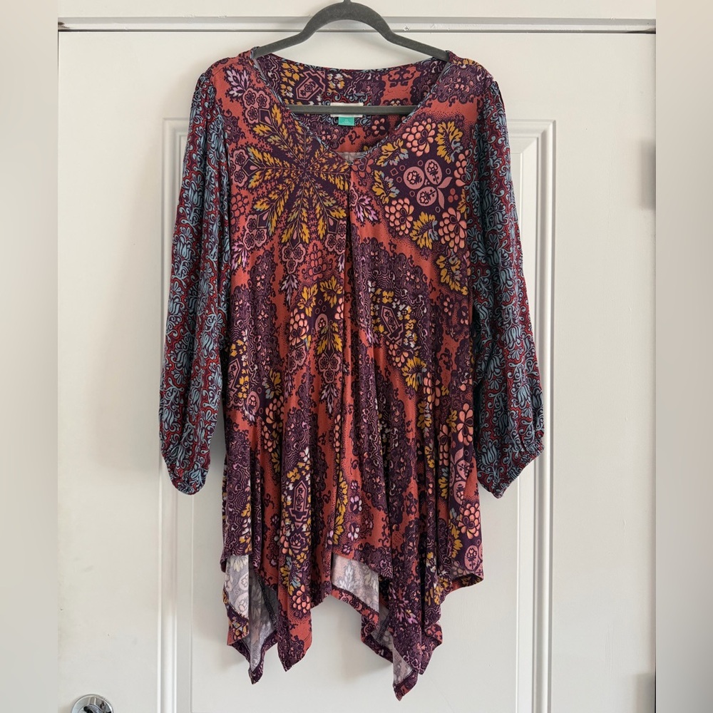 Maeve by Anthropologie Multicolor Floral Tunic Top